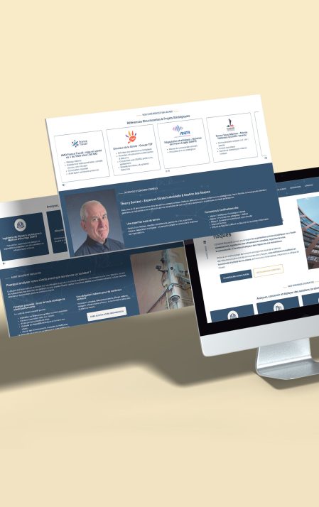 Mockup du site vitrine one page d'Ezhomm Conseils, réalisé par ClicConcept