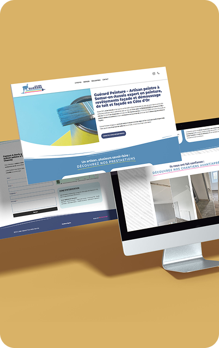Mockup du site vitrine one page de Guérard Peinture, réalisé par ClicConcept